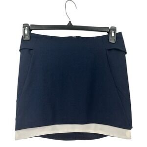 NWT Pinky Otto Navy/White Two Tone‎ Day A Line Mini Skirt Small